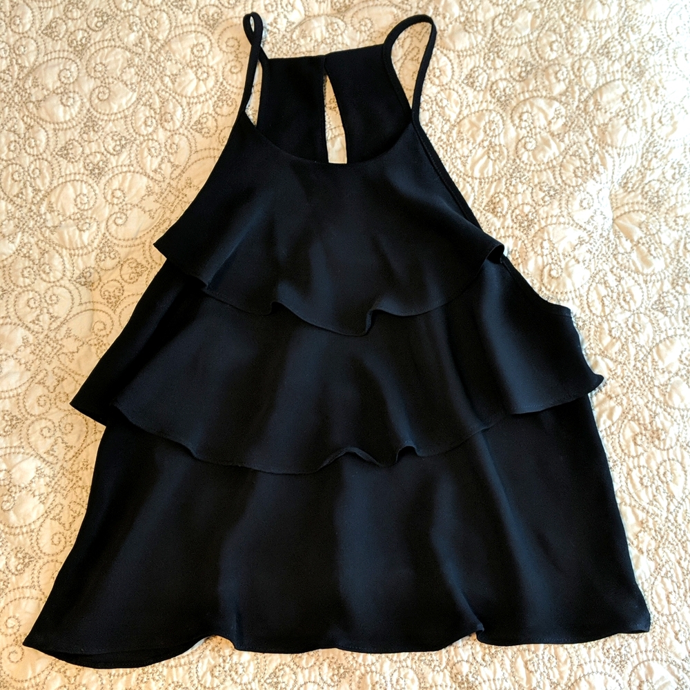 Everly black flirty tank, Small